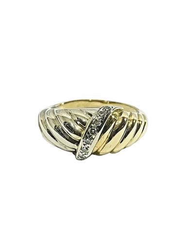 Bague 54 Bague en or jaune et blanc 18 carats à 7 diamants 58 Facettes