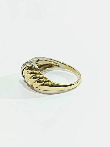 Bague 54 Bague en or jaune et blanc 18 carats à 7 diamants 58 Facettes