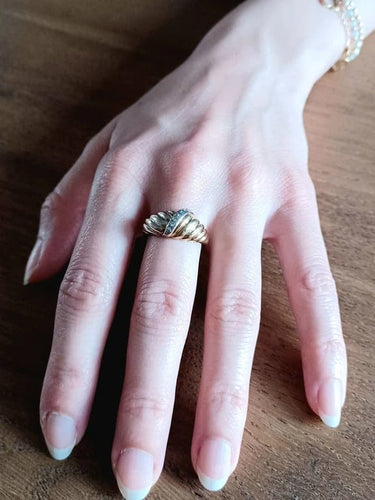 Bague 54 Bague en or jaune et blanc 18 carats à 7 diamants 58 Facettes