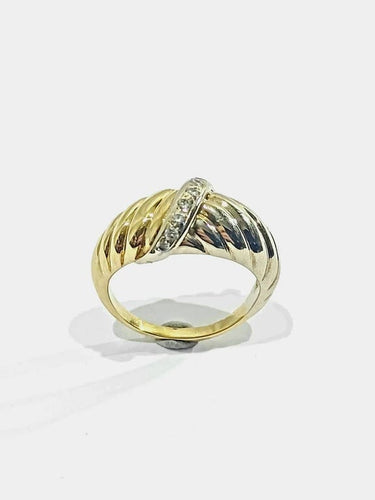 Bague 54 Bague en or jaune et blanc 18 carats à 7 diamants 58 Facettes