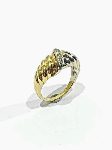 Bague 54 Bague en or jaune et blanc 18 carats à 7 diamants 58 Facettes