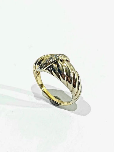 Bague 54 Bague en or jaune et blanc 18 carats à 7 diamants 58 Facettes