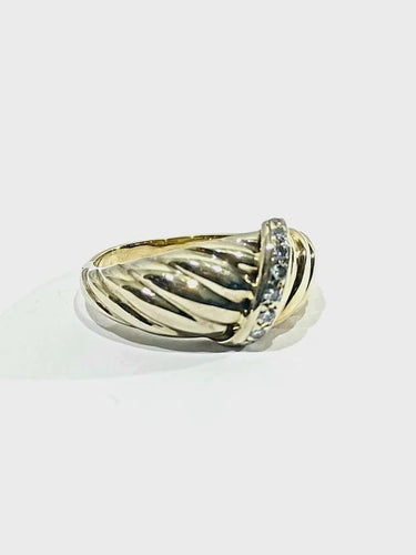Bague 54 Bague en or jaune et blanc 18 carats à 7 diamants 58 Facettes