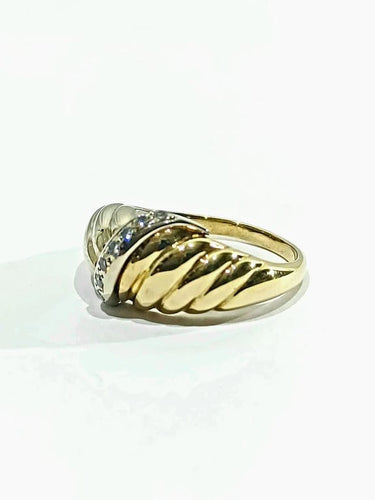 Bague 54 Bague en or jaune et blanc 18 carats à 7 diamants 58 Facettes
