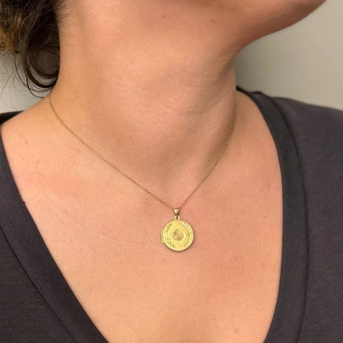 Pendentif Pendentif porte-photo rond en or jaune 18 carats 58 Facettes