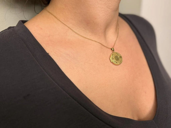 Pendentif Pendentif porte-photo rond en or jaune 18 carats 58 Facettes
