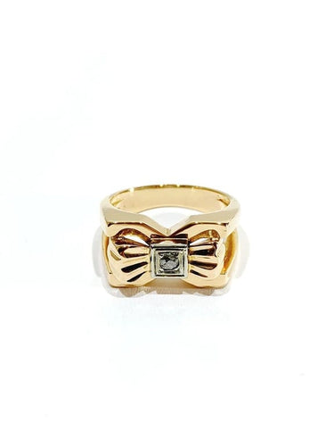 Bague 52.5 Bague nœud papillon en or rose 18 carats et diamant 58 Facettes