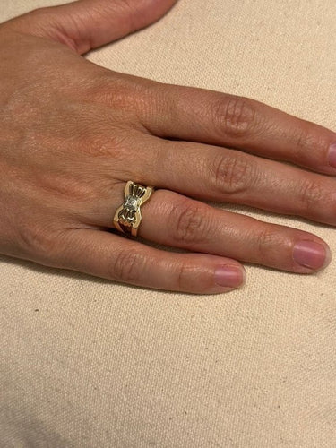 Bague 52.5 Bague nœud papillon en or rose 18 carats et diamant 58 Facettes