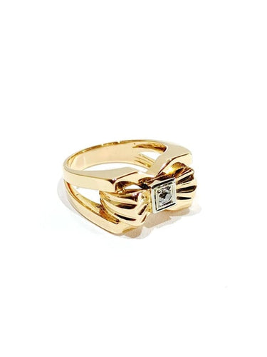 Bague 52.5 Bague nœud papillon en or rose 18 carats et diamant 58 Facettes