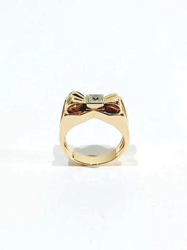 Bague 52.5 Bague nœud papillon en or rose 18 carats et diamant 58 Facettes