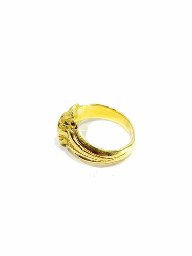 Bague 54 Bague tête de lion en or jaune 18 carats et diamant 58 Facettes