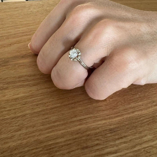 Bague 53 Bague solitaire en or blanc avec diamant 0,45 ct 58 Facettes