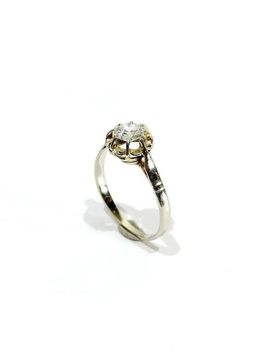 Bague 53 Bague solitaire en or blanc avec diamant 0,45 ct 58 Facettes