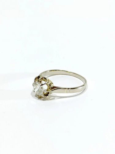 Bague 53 Bague solitaire en or blanc avec diamant 0,45 ct 58 Facettes