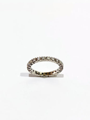 Bague 50.5 Alliance tour de diamants en or blanc 18 carats 58 Facettes
