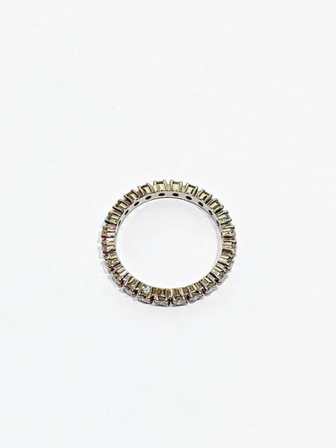 Bague 50.5 Alliance tour de diamants en or blanc 18 carats 58 Facettes