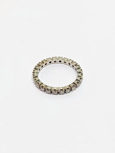 Bague 50.5 Alliance tour de diamants en or blanc 18 carats 58 Facettes