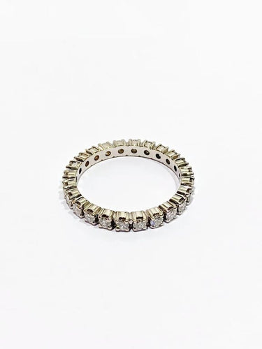Bague 50.5 Alliance tour de diamants en or blanc 18 carats 58 Facettes