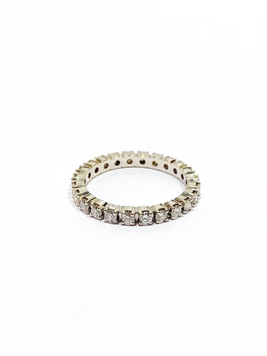 Bague 50.5 Alliance tour de diamants en or blanc 18 carats 58 Facettes