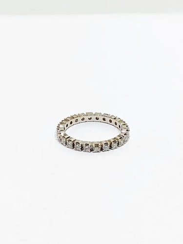 Bague 50.5 Alliance tour de diamants en or blanc 18 carats 58 Facettes