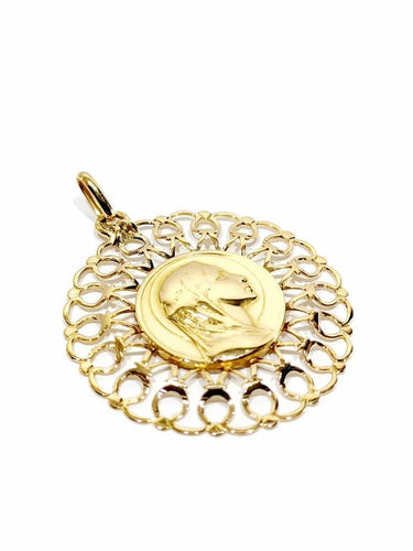 Pendentif Médaille Vierge - Pendentif en or jaune 18 carats 58 Facettes