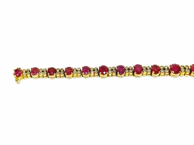 Bracelet Bracelet en or jaune 18 carats avec diamants et rubis 58 Facettes
