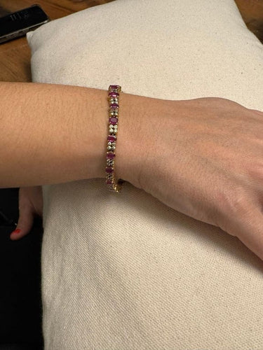 Bracelet Bracelet en or jaune 18 carats avec diamants et rubis 58 Facettes
