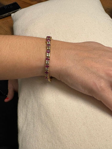 Bracelet Bracelet en or jaune, diamants et rubis 58 Facettes