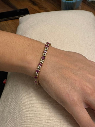 Bracelet Bracelet en or jaune 18 carats avec diamants et rubis 58 Facettes