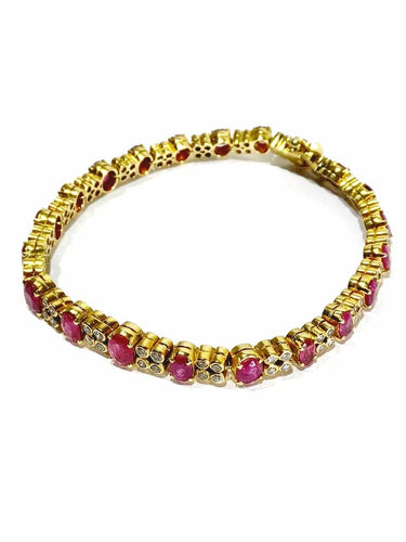Bracelet Bracelet en or jaune, diamants et rubis 58 Facettes