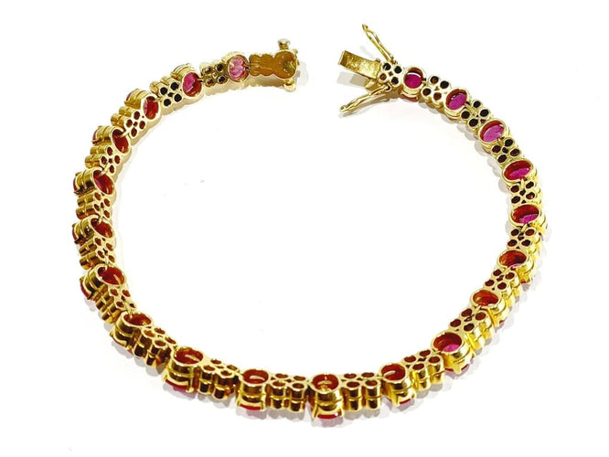Bracelet Bracelet en or jaune 18 carats avec diamants et rubis 58 Facettes