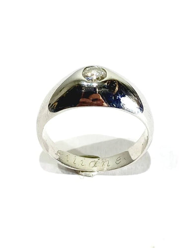 Bague 50 Bague dôme en or blanc 18 carats et diamant 58 Facettes