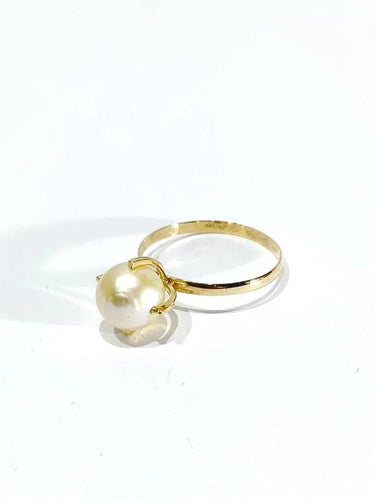 Bague 53.5 Bague en or jaune 18 carats et perle 58 Facettes
