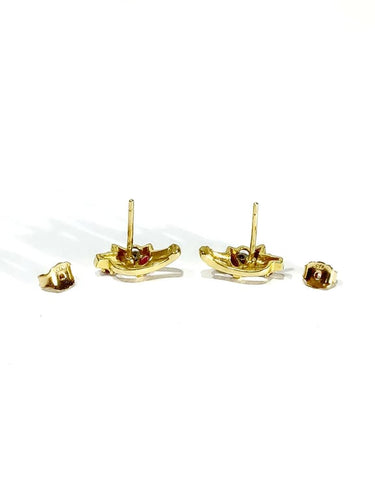 Boucles d'oreilles Boucles d’oreilles en or jaune 18 carats, diamants et rubis 58 Facettes