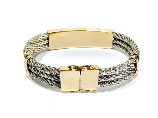 Bracelet Bracelet en or jaune 18 carats et argent à câbles tressés 58 Facettes