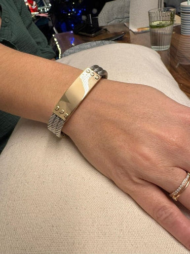 Bracelet Bracelet en or jaune 18 carats et argent à câbles tressés 58 Facettes