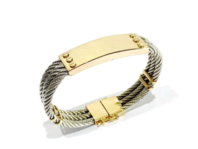 Bracelet Bracelet en or jaune 18 carats et argent à câbles tressés 58 Facettes