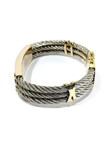 Bracelet Bracelet en or jaune 18 carats et argent à câbles tressés 58 Facettes