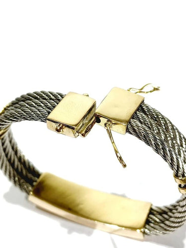 Bracelet Bracelet en or jaune 18 carats et argent à câbles tressés 58 Facettes