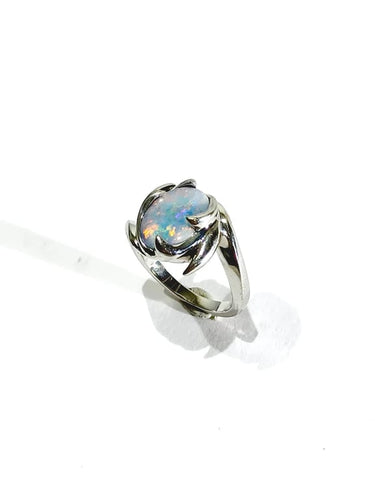Bague 53 Bague en or blanc 18 carats à opale 58 Facettes
