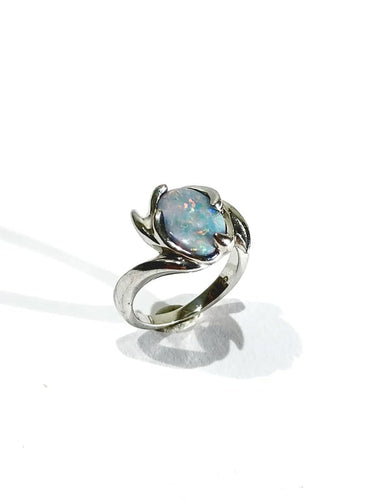 Bague 53 Bague en or blanc 18 carats à opale 58 Facettes