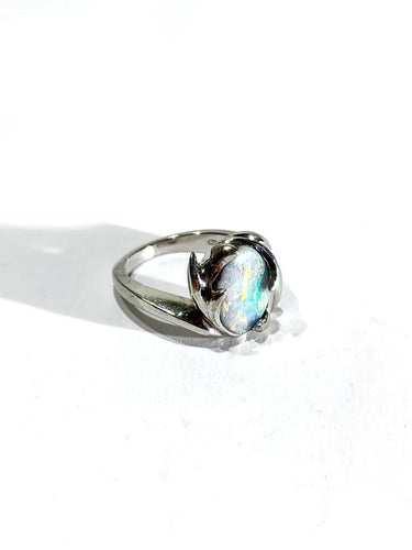 Bague 53 Bague en or blanc 18 carats à opale 58 Facettes