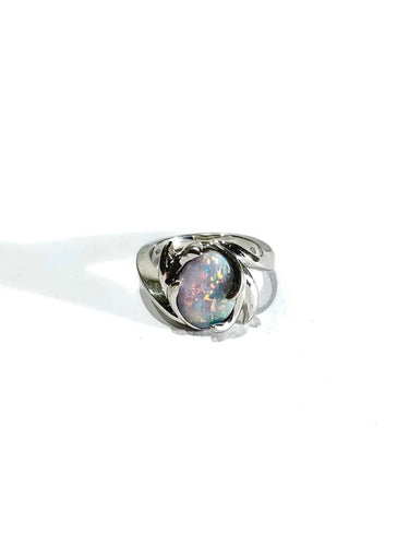 Bague 53 Bague en or blanc 18 carats à opale 58 Facettes
