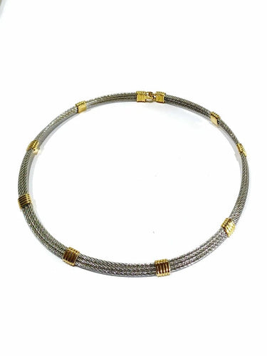 Collier Fred Force 10 - Collier ras de cou en or 18 carats et acier 58 Facettes