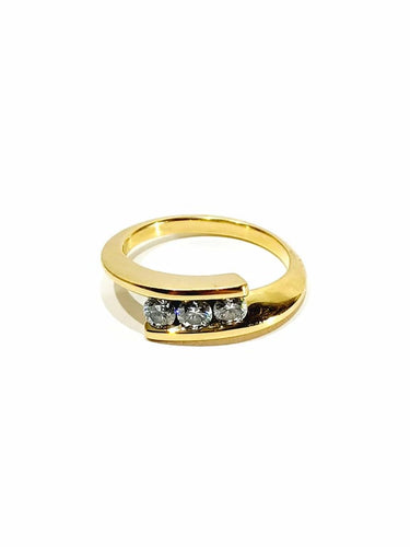 Bague 54 Alliance - Bague en or champagne 18 carats et diamants 58 Facettes 3470