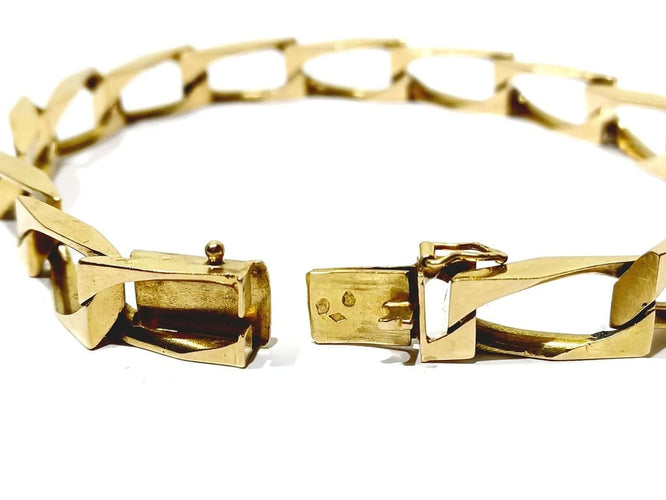 Gourmette homme en or rose 18 carats, maille cheval 58 Facettes