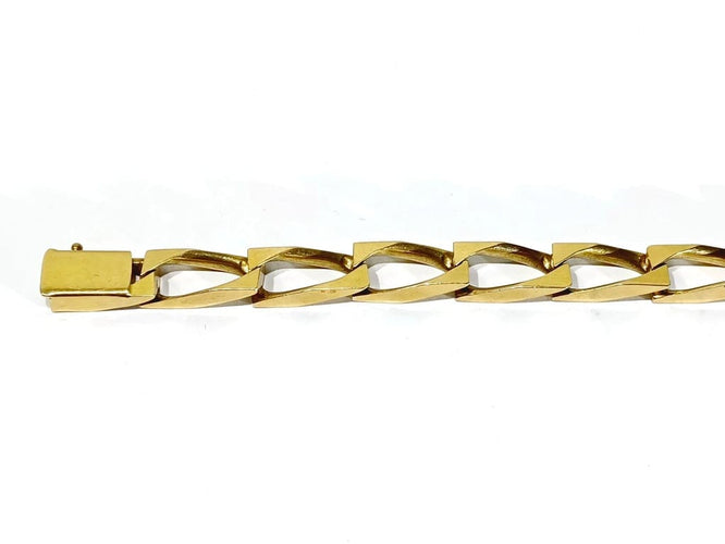 Gourmette homme en or rose 18 carats, maille cheval 58 Facettes