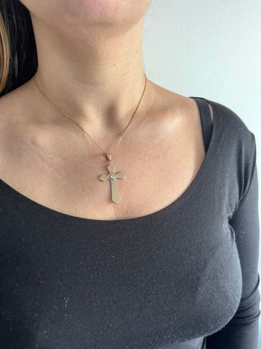 Pendentif Pendentif croix en or rose 18 carats et diamant 58 Facettes