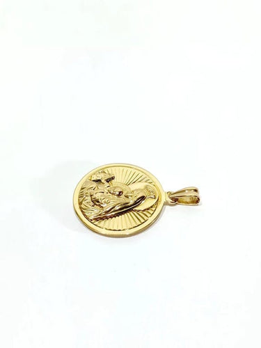 Pendentif Médaille du scapulaire recto verso en or rose 18 carats 58 Facettes