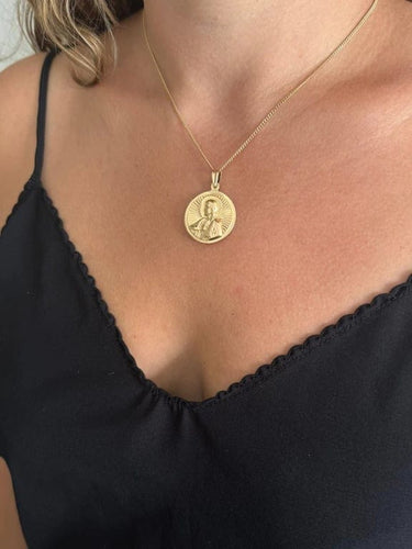 Pendentif Médaille du scapulaire recto verso en or rose 18 carats 58 Facettes